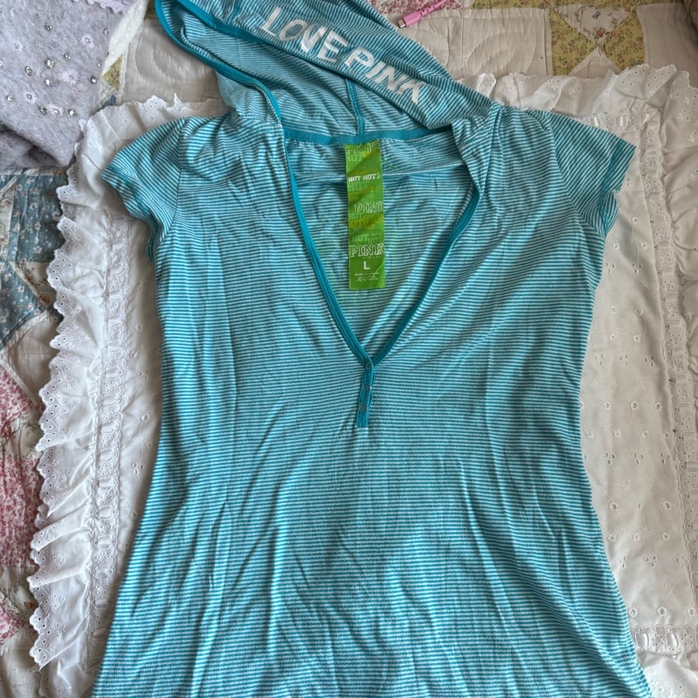 Y2K Victoria’s Secret PINK Striped Hood Lifeguard Top - Picture 2 of 9